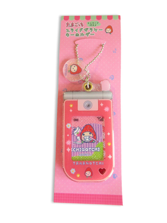 Tamagotchi Ichigotchi Glittery Flip Phone Photo Holder Acrylic Keychain