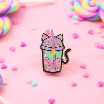 Boba Tea Kitty Cat Enamel Pin